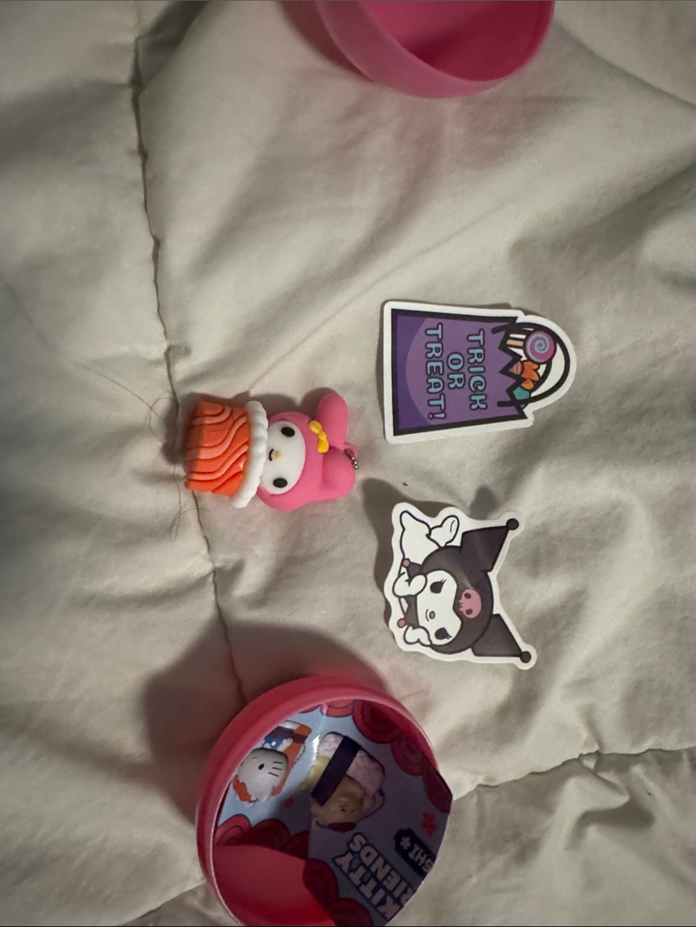 Hello Kitty Pink & Orange Cupcake Charm with Halloween Stickers